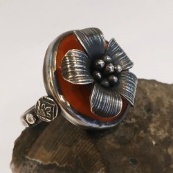LOTUS ÇİÇEKLİ MERCAN YÜZÜK(satıldı)